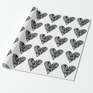 Zwart-wit LIEFDE hart Cadeaupapier