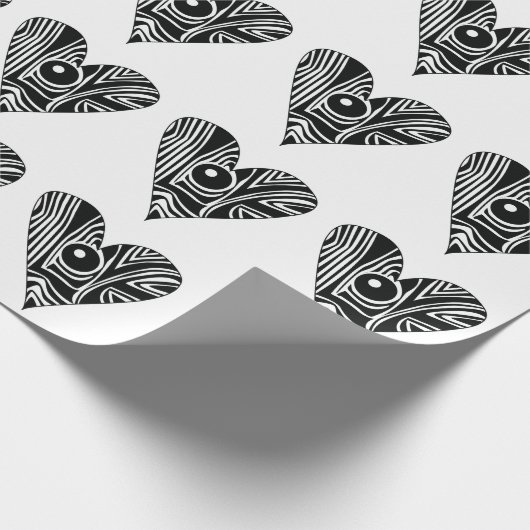 Zwart-wit LIEFDE hart Cadeaupapier (Hoek)