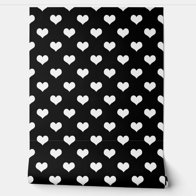 Zwart Wit Liefde Hart Patroon Ontwerp Behang (Afrollen)