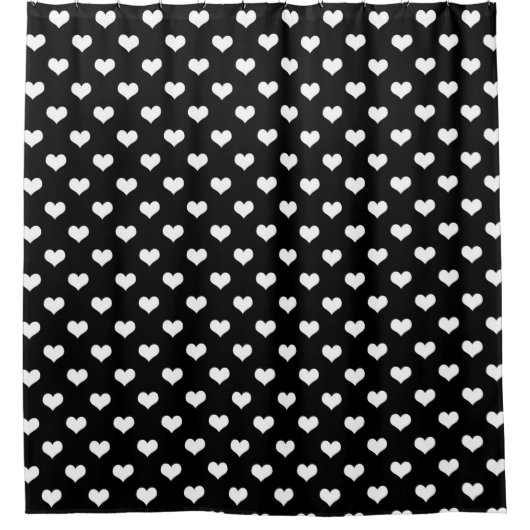 Zwart Wit Liefde Hart Patroon Ontwerp Douchegordijn (Voorkant)