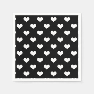 Zwart Wit Liefde Hart Patroon Ontwerp Servet