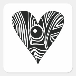 Zwart-wit LIEFDE hart Vierkante Sticker