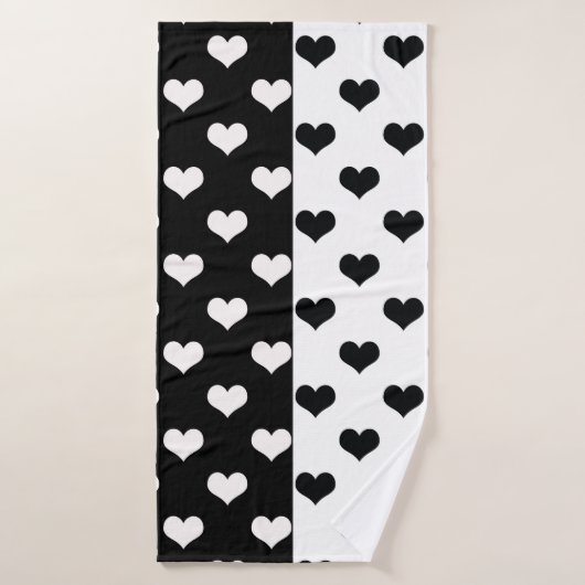 Zwart Wit Liefde Hartpatroon Badhanddoek (Badhanddoek)