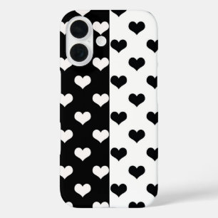 Zwart Wit Liefde Hartpatroon iPhone 16 Hoesje