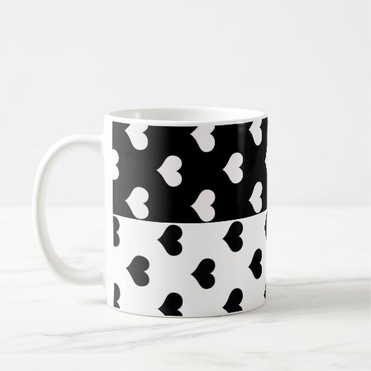 Zwart Wit Liefde Hartpatroon Koffiemok (Links)