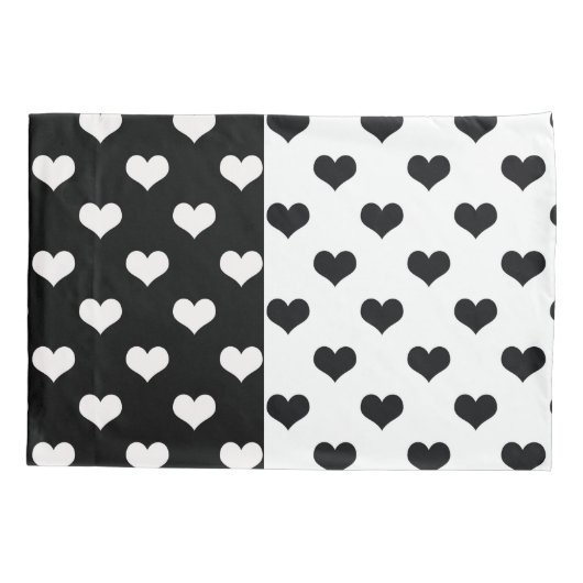 Zwart Wit Liefde Hartpatroon Kussensloop (Achterkant)