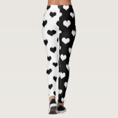 Zwart Wit Liefde Hartpatroon Leggings (Achterkant)