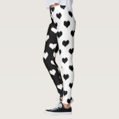 Zwart Wit Liefde Hartpatroon Leggings (Links)