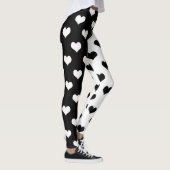 Zwart Wit Liefde Hartpatroon Leggings (Rechts)