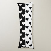 Zwart Wit Liefde Hartpatroon Lichaamskussen (Voorkant Verticaal)
