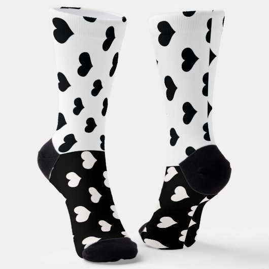 Zwart Wit Liefde Hartpatroon Sokken (Gebogen)