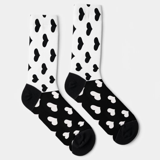 Zwart Wit Liefde Hartpatroon Sokken (Rechts)