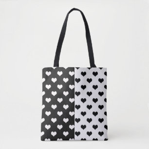 Zwart Wit Liefde Hartpatroon Tote Bag