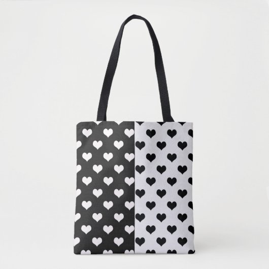 Zwart Wit Liefde Hartpatroon Tote Bag (Voorkant)