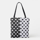 Zwart Wit Liefde Hartpatroon Tote Bag (Achterkant)