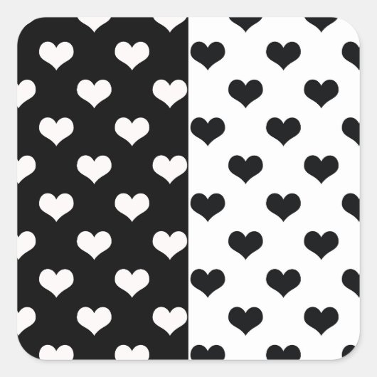 Zwart Wit Liefde Hartpatroon Vierkante Sticker (Voorkant)