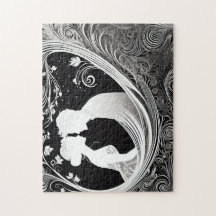 Zwart-wit Liefde in Omgekeerde: Silhouet Paar