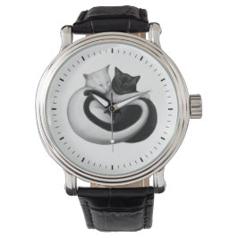 Zwart-wit Liefde Katten Horloge