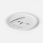 Zwart & Wit LIEFDE Minimale Moderne Bruiloft Papieren Bordje (Gekanteld)