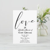 Zwart & Wit LIEFDE Modern Script Huwelijk Kaart (Staand voorkant)