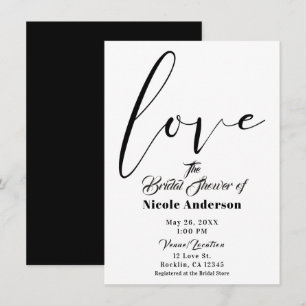 Zwart & Wit LIEFDE Modern Script Huwelijk Kaart