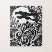 Zwart & Wit Liefde: Silhouet Paar in een Kus Legpuzzel (Verticaal)