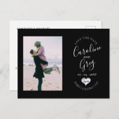 Zwart Wit Liefde Typografie Foto Save the Date Aankondigingskaart (Voorkant / Achterkant)