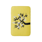 Zwart, wit liefde vogels kersenboom geel badmat (Voorkant Verticaal)