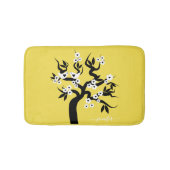 Zwart, wit liefde vogels kersenboom geel badmat (Voorkant)