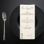 Zwart-wit Liefdesbrief Bruiloft menu<br><div class="desc">Dompel jezelf onder in een culinair liefdesverhaal met onze betoverende Love Letter Wedding Menu. Gemaakt met passie en geïnspireerd door de tijdloze elegantie van zwart en wit, belooft dit menu een feest te zijn voor de zintuigen, en zet het podium voor een onvergetelijke bruiloft. A Love Letter to Your Palate:...</div>