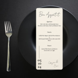 Zwart-wit Liefdesbrief Bruiloft menu