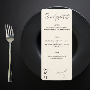 Zwart-wit Liefdesbrief Bruiloft menu