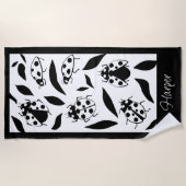 Zwart-wit lieveheersbeestjes gepersonaliseerde str strandlaken (Voorkant)