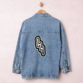 Zwart Wit Lightning Bolt Monogram Vorm Denim Jacket (Hangar)
