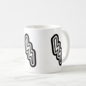 Zwart Wit Lightning Bolt Monogram Vorm Koffiemok (Voorkant rechts)