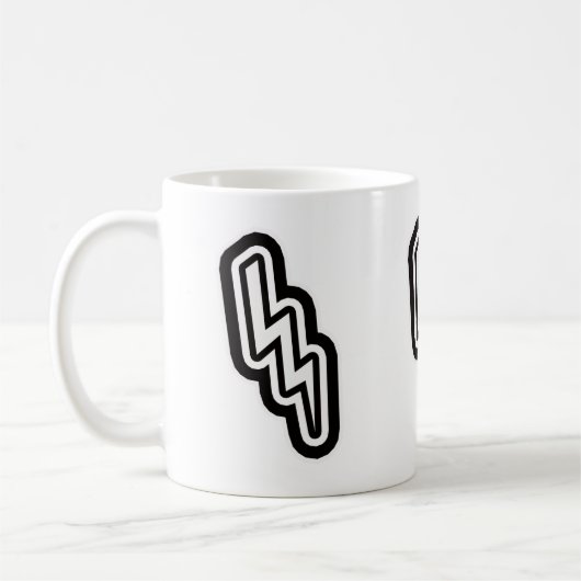 Zwart Wit Lightning Bolt Monogram Vorm Koffiemok (Links)