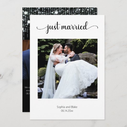 Zwart-wit Lights Foto Bruiloft Aankondiging (Voorkant / Achterkant)