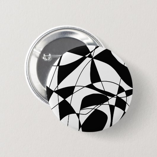 Zwart-wit lijnen, blokkleurig printpatroon ronde button 5,7 cm (Voorkant /achterkant)