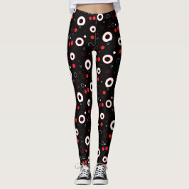 Zwart-wit lijnen en abstracte polka stippen leggings