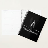 Zwart Wit Lijntekening Logo Scheermes Barber Planner (Display)
