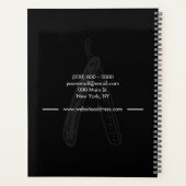Zwart Wit Lijntekening Logo Scheermes Barber Planner (Achterkant)
