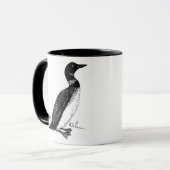 Zwart-wit Lijntekening Loon Mok (Voorkant links)