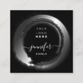 Zwart Wit Lijst Custom QR LOGO SHOP Vierkante Visitekaartje (Voorkant)