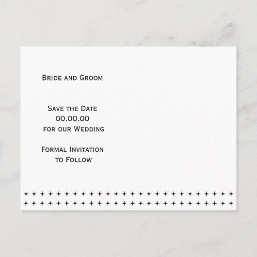 Zwart, wit lijst eenvoudig bruiloft Opslaan Datum Aankondigingskaart (Achterkant)