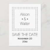 Zwart, wit lijst eenvoudig bruiloft Opslaan Datum Aankondigingskaart (Voorkant)