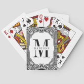 Zwart-wit  Lijst Monogram Pokerkaarten (Achterkant)