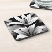 Zwart-wit Lilies Coster Set Bier Onderzetter (Linkerzijde)