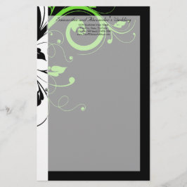 Zwart/wit/lime groen vet werveling bruiloft briefpapier