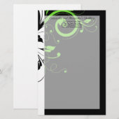 Zwart/wit/lime groen vet werveling bruiloft briefpapier (Voorkant / Achterkant)