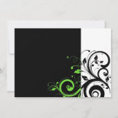 Zwart/wit/lime groen vet werveling bruiloft kaart (Achterkant)